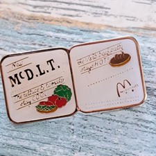McDonald's Crew Employee Pin - Mc D.L.T Lettuce Tomato Stay Cool Beef Patty Hot