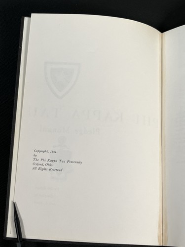 Vintage PHI KAPPA TAU Fraternity Pledge Manual 1964 - Picture 4 of 13