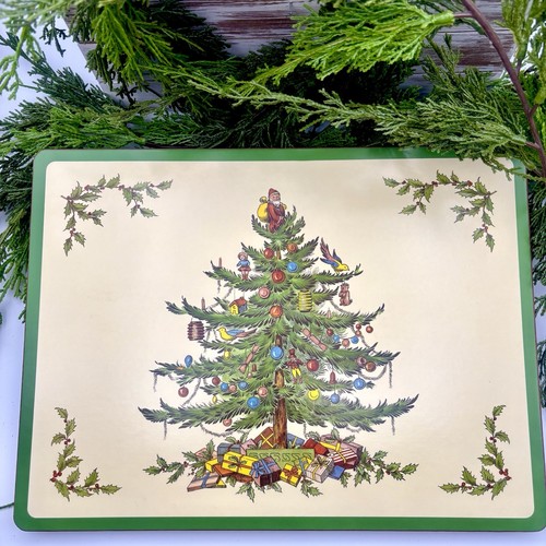 Pimpernel Christmas Tree Placemats - Set of 4 Cork Back Spode Design Santa - Picture 1 of 2