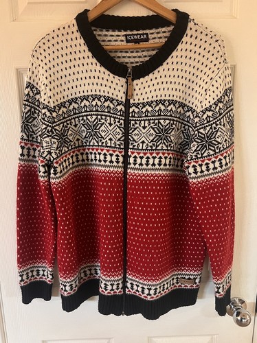 ICEWEAR Women's Nordic Wool-Blend Iceland Made Sweater Snowflake Martha Size XL - Picture 1 of 13