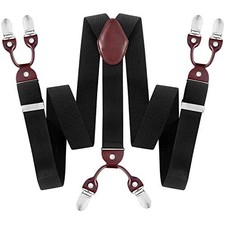 JASLEEN Mens 6 Clip Suspender Y-Back Adjustable Heavy Duty Suit Brice for Black