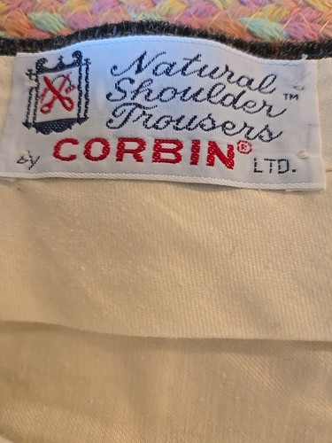 Vintage CORBIN PANTS 34 AsIs Union Made Wool Plaid Cuff Hem - Picture 4 of 9