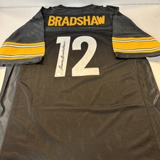 Terry Bradshaw Signed Pittsburgh Steelers Black Mitchell & Ness Jersey | BAS COA