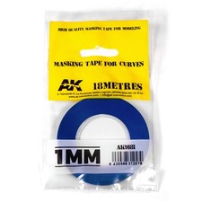 AK Interactive 9181 1mm Blue Masking Tape for Curves - Model Painting 18m Long