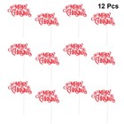 12pcs Paper Cake Decor Creative Snow Merry Christmas Letter Cupcake Pick (Red)