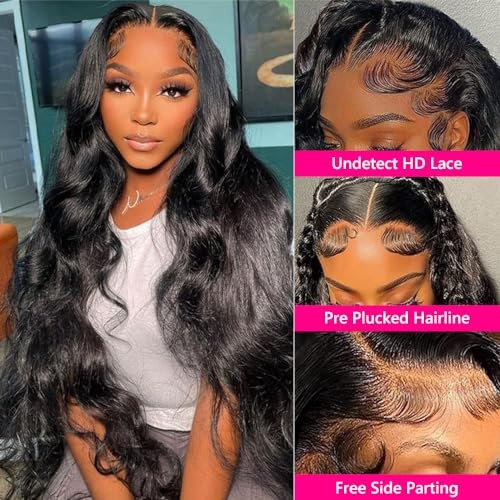32 Inch Body Wave Lace Front Wigs Human Hair Pre Plucked 13X4 HD Lace Frontal - Picture 3 of 7