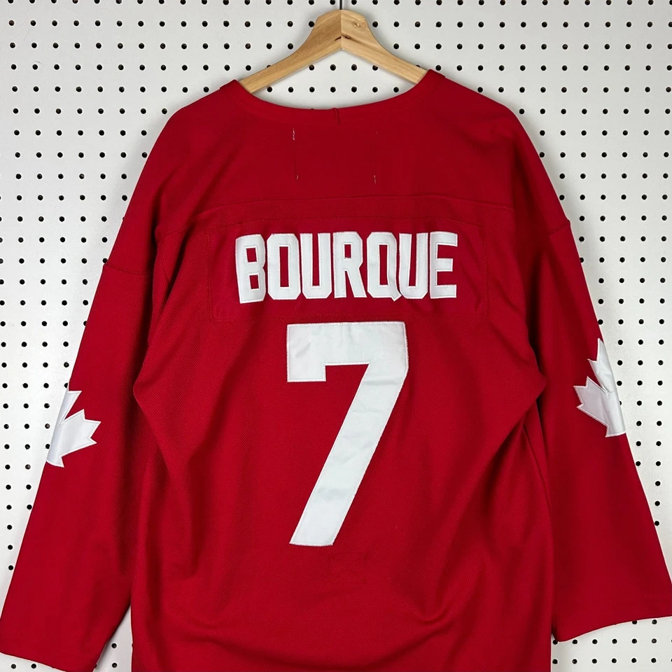 Camiseta deportiva de hockey Ray Bourque talla 50 XL roja cosida #7 Copa Canadá CCM Labatt Foto 4 de 4