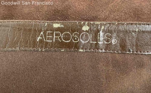 Aerosoles Brown Leather Round Toe Side Zip Wedge Heel Knee High Womens Bootie 7B - Picture 7 of 8