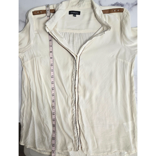 Camicia donna Caroll con bottoni 40 8 seta avorio elasticizzata manica lunga western sottile - Foto 9 di 10
