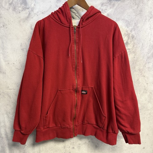 Felpa con cappuccio Dickies foderata termica uomo 2XL rossa full zip vintage Y2K