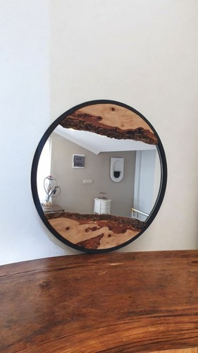 Handmade Olive Wood Mirror, Custom Order Live Edge Wooden Wall Mirror Gift - Picture 6 of 9