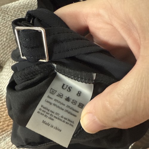 Traje de baño negro de una pieza talla 8 traje de baño ropa de playa vacaciones de verano acanalado - Imagen 7 de 7