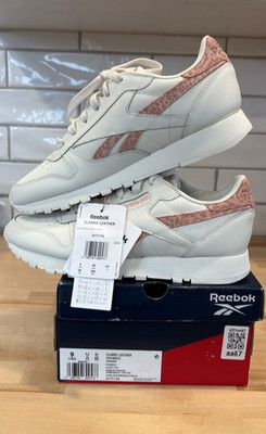 Reebok Classic Leather Women Running Chalk/Aurorg (pink suede)/Chalk Size 9 US