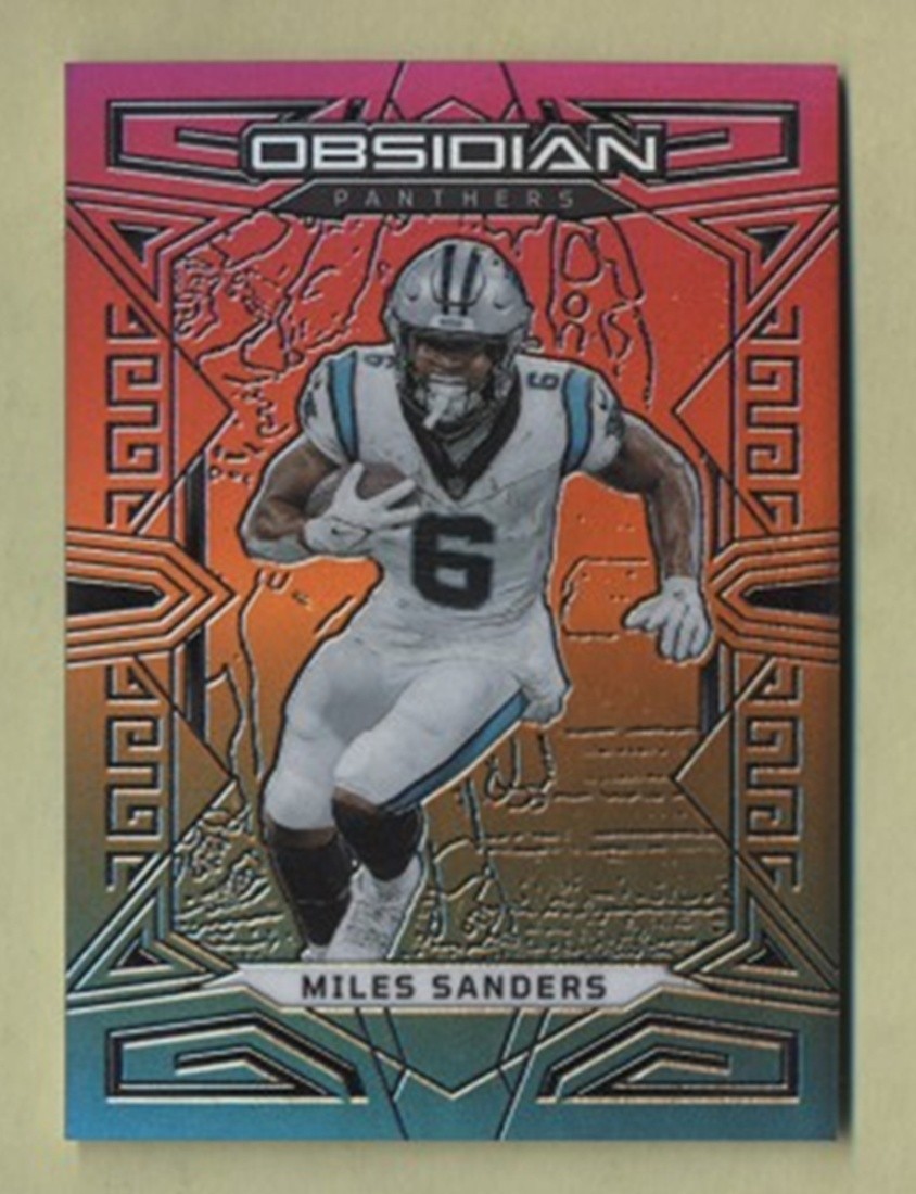2023 Panini Obsidian Miles Sanders #2/3 Neon Flood Card #15 Carolina Panthers