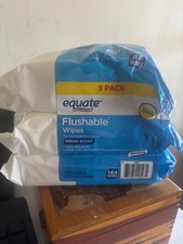 Equate Hypoallergenic Flushable Wet Wipes, Fresh Scent, 3 PacK-FREE SHIP