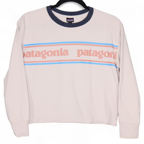 Patagonia Long Sleeve T-Shirt Graphic Logo Top Crew Neck Tee Youth Kids Size M