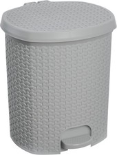 Grey Rattan Style Plastic Pedal Bins Kitchen Bedroom Office Room Bin 21 Litre
