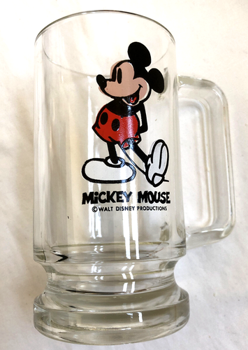 Walt Disney Productions Mickey Mouse Clear Glass Mug Coffee Cup Stein Footed - Bild 8 von 8