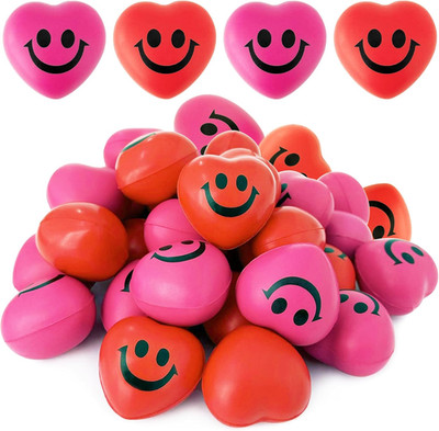 32 Pcs Heart Stress Balls,Smile Mini Heart Foam Balls,1.57'' Hearts Squeeze Ball 