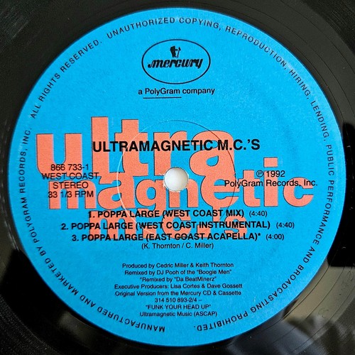 1992 - ULTRAMAGNETIC M.C.'S - POPPA LARGE - MERCURY RECORDS ORIGINAL PROMO - Picture 4 of 4