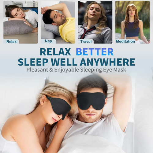Maschera Sonno per Dormiente Laterale, Completa Maschera Occhi Dormire Blocco Luce 3D - Foto 6 di 8