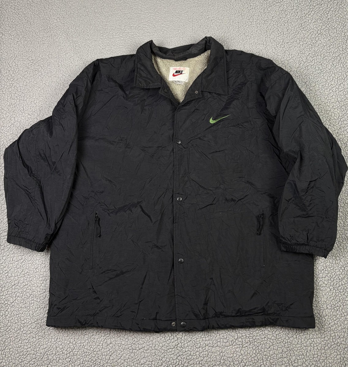 Vintage Nike Jacket Mens 2XL Sherpa Lined Windbreaker Embroidered