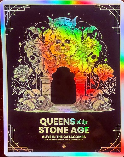 QUEENS OF THE STONE AGE DETROIT MI POSTER/STICKER OCTOBER 3RD 2025 FOX THEATER - Picture 2 of 4