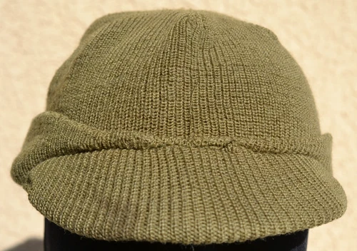 WW2 US ARMY ORIGINAL MILITARY COLD WEATHER KNIT OD WOOL JEEP CAP UNDER M1 HELMET