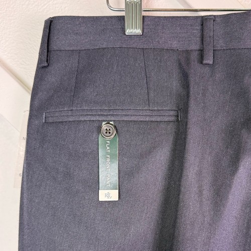 NWT Lauren Ralph Lauren Flat Front Navy Blue Classic Fit Trousers Size 34x34 - Picture 5 of 10