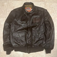 Cooper Type A-2 Bomber Flight Jacket Men Vintage Brown Goatskin Leather Size L
