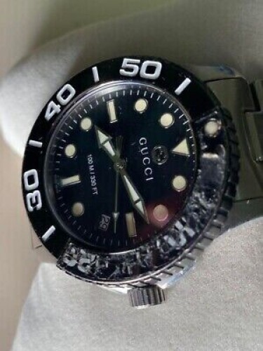 GUCCI 126.2 G Timeless Watch 44mm Quartz Black Dial Silver Men's - Picture 15 of 24