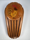 Vintage 1950s Wooden Rooster Hanging Knife Holder 5 Slots Wall Mounted 10” X 5”
