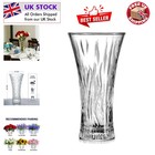 Elegant 30CM Crystal Clear Glass Vase with Wood Grain Design - Modern Decor