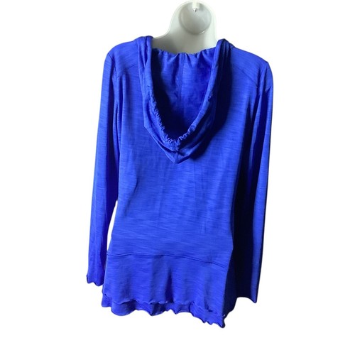 Calvin Klein Performance Quick Dry Womens Blue Hooded Long Sleeve Ruched Top M - Picture 2 of 12