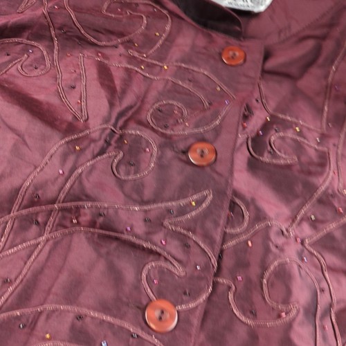 Vintage Anage Jacket Womens Plus 3X Red 100% Silk Button Up Art to Wear Boho NEW - Picture 8 of 17