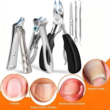 6PCS Heavy Duty Thick Toenail Clipper Set, Ingrown Toenail Cutters for Seniors