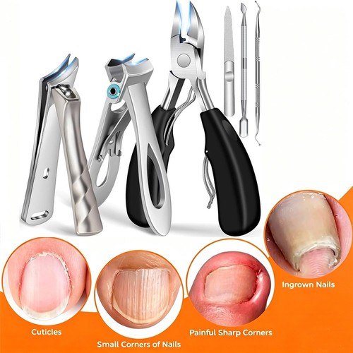6PCS Heavy Duty Thick Toenail Clipper Set, Ingrown Toenail Cutters for Seniors