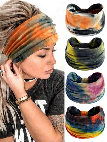 Womens Bandana Wide Knotted Headband Hairband Hair Tie Dye Turban 800 - Picture 33 of 41