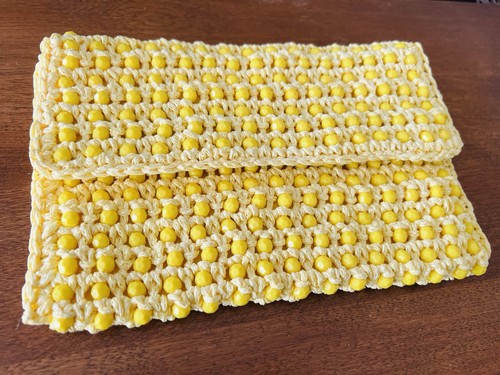 Vintage WALBORG Yellow Beaded Clutch Bag 60s Italian Barbie Purse Straw Handbag - Picture 3 of 15