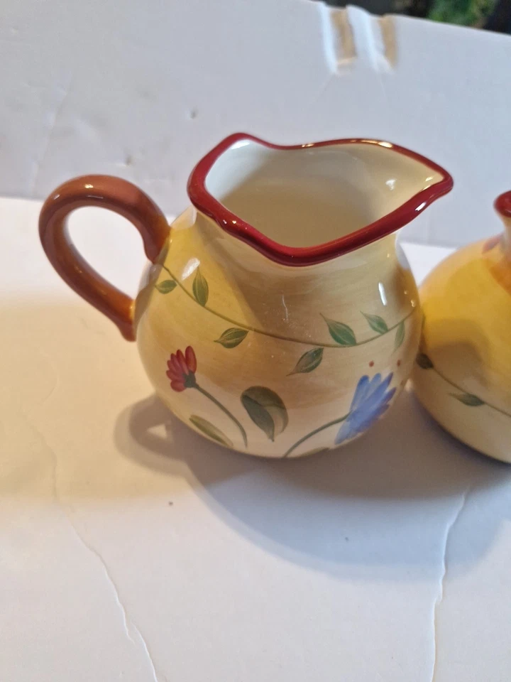 Pfaltzgraff NAPOLI Gres Pintado a Mano - Toscano - AZÚCAR, CREMA y CUCHARA Foto 2 de 4