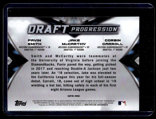 2019 Bowman Draft Progression Jake McCarthy/Pavin Smith/Corbin Carroll Arizona - Picture 2 of 2