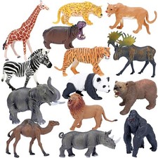 Safari Animals Figures Toys, Realistic Jumbo Wild Zoo Animal Figurines Plasti...
