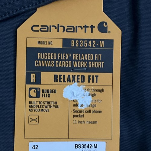 Carhartt Men's Rugged Flex Relaxed Fit Canvas Cargo Shorts Grey Sz 42 11" Inseam - Picture 8 of 10
