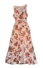 Baltic Born Women's Size Small Velvet Lennon Pink Floral Maxi Dress Slit Leg