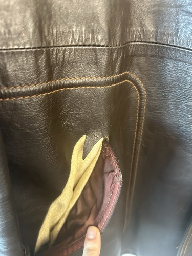 VTG 70’s Peter Caruso Brown Leather Jacket Mid-Length 70’s Style Collar Large - Picture 11 of 20