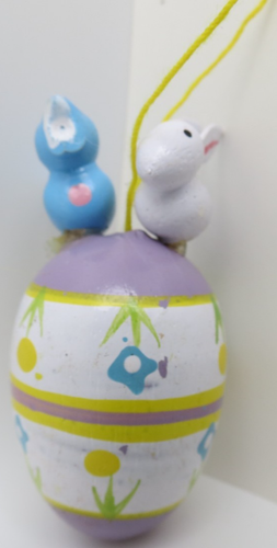 Midwest Importers of Cannon Falls Inc? Set of 2 Wooden Easter Egg Ornaments - Picture 9 of 9