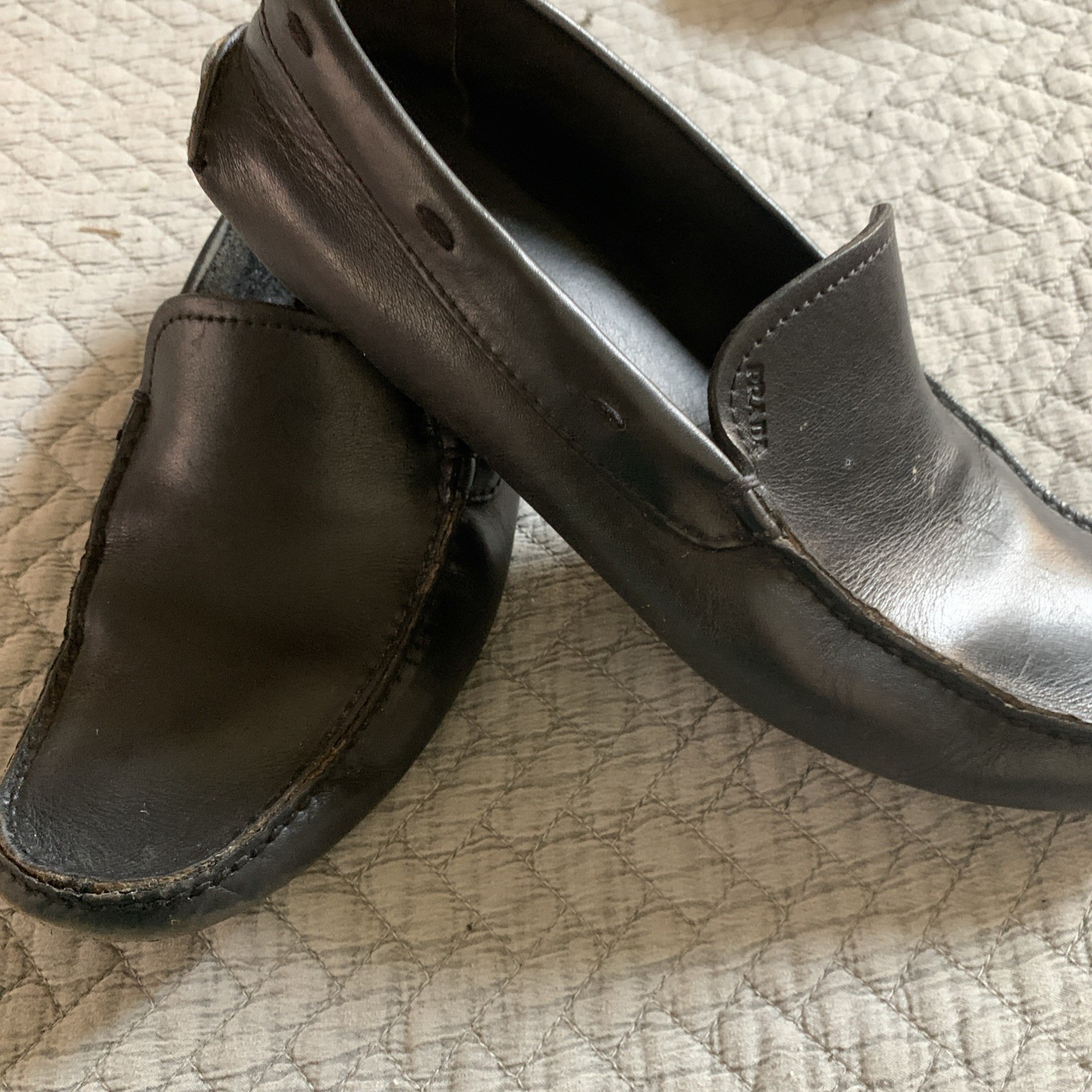 PRADA Men\'s Black Leather Loafers Dress Shoes Slip On Square Toe 2D2083 Size 9 Prada Men main image 2