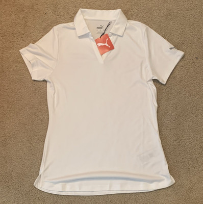 PUMA W Icon Golf Polo Womens White Size S Short Sleeve Lightweight Knit