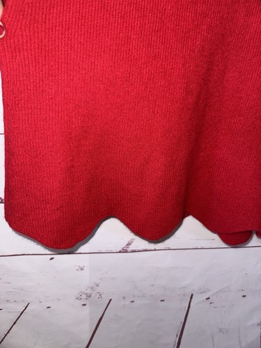 AQUA Size XS 100% Cashmere Ribbed Long Sleeve Short Mini Sweater Dress Red C66 - Picture 4 of 7