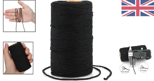 Schwarz Baumwollgarn Schnur 100m für Kochen Kunst Handwerk Gartenarbeit - Langlebig 2mm... - Bild 2 von 8
